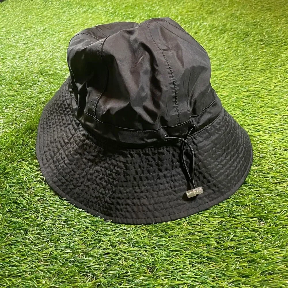 Eddie Bauer Black Nylon & Polyester Waterproof Bucket Hat Drawstrings One Size